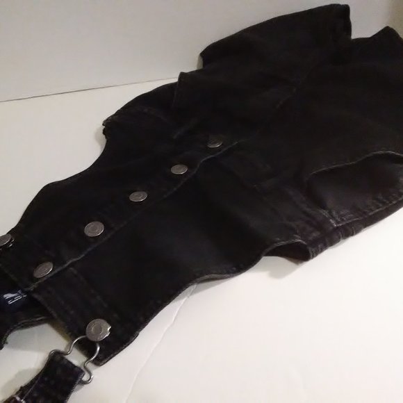 Gap Denim Overalls In Black Capri Like New Jr Lg - Picture 3 of 9